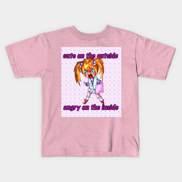 cute on the outside angry on the inside Kids T-Shirt by cuisinecat